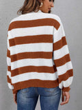 Striped Button Up Long Sleeve Sweater - Trendsi - Flyclothing LLC