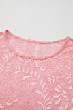 Lace Flower Round Neck Long Sleeve Top - Trendsi - Flyclothing LLC