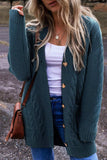 Cable-Knit Button Up Long Sleeve Cardigan - Trendsi - Flyclothing LLC
