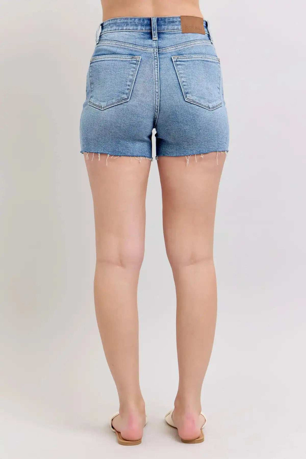 Judy Blue Full Size High Waist Denim Shorts W/stitch Over Destroy Detail Plus Size - Trendsi - Flyclothing LLC