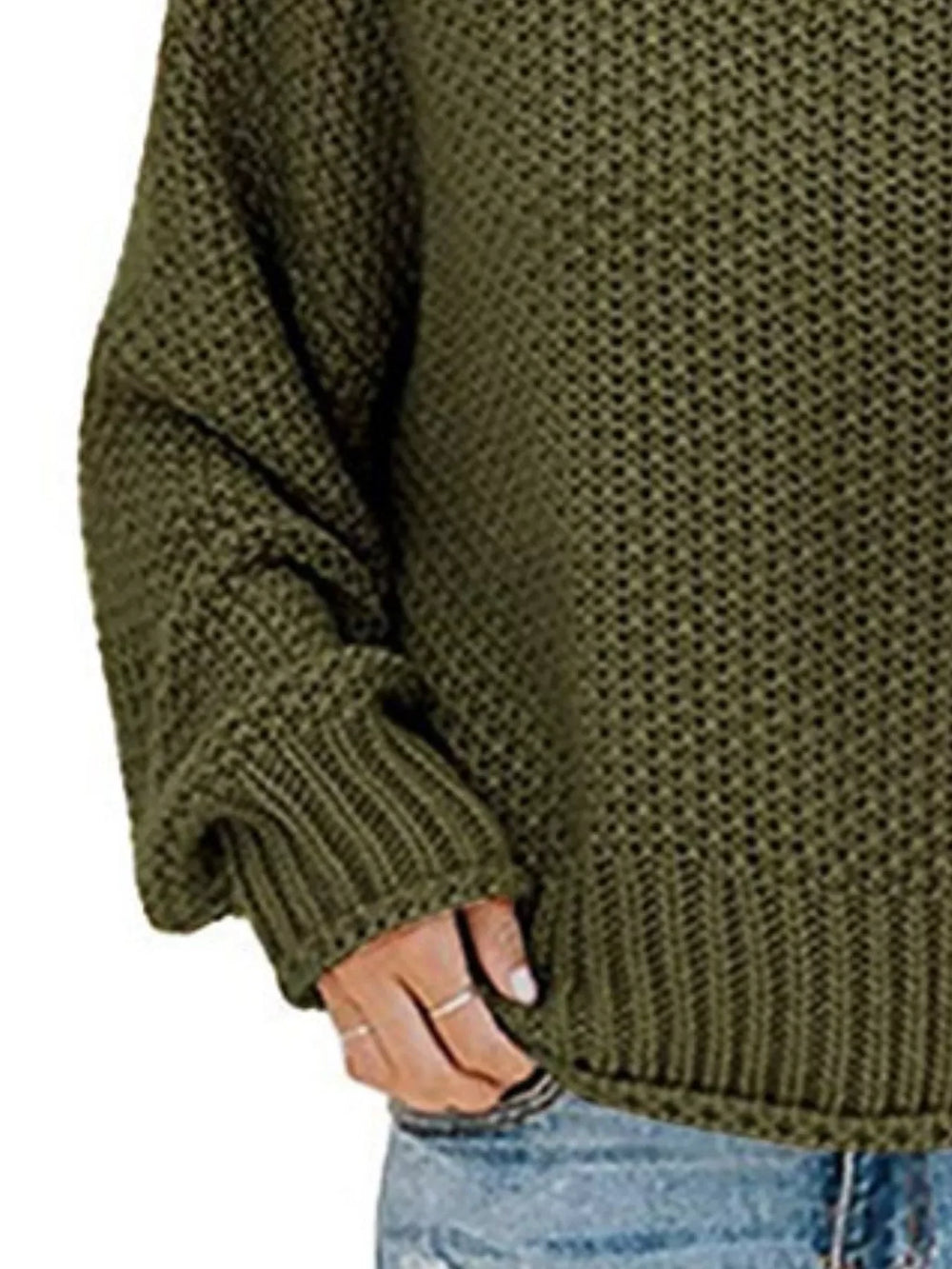 Full Size Chunky Knit Turtleneck Sweater Plus Size - Trendsi - Flyclothing LLC