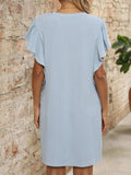 Ruffled V-Neck Cap Sleeve Mini Dress - Trendsi - Flyclothing LLC