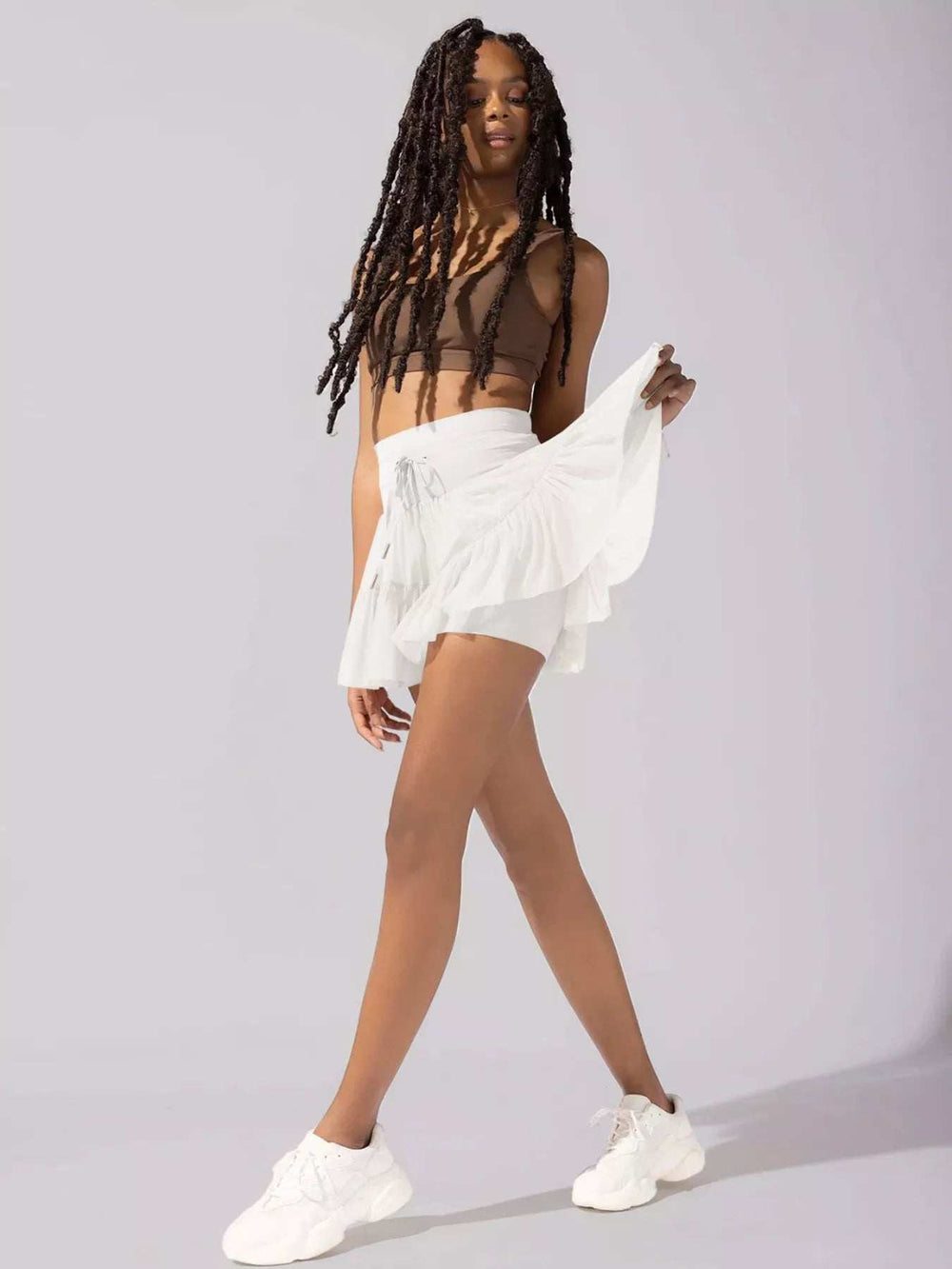Tiered Skort with Drawstring - Trendsi - Flyclothing LLC