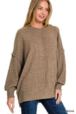 Zenana Brushed Melange Hacci Oversized Sweater - Trendsi - Flyclothing LLC