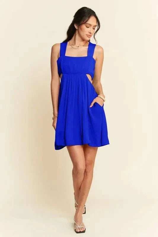 Davi & Dani Washed Satin Cutout Skirt Bandeau Mini Dress - Trendsi - Flyclothing LLC