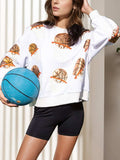 Basketball Round Neck Long Sleeve Sweatshirt - Trendsi - Flyclothing LLC