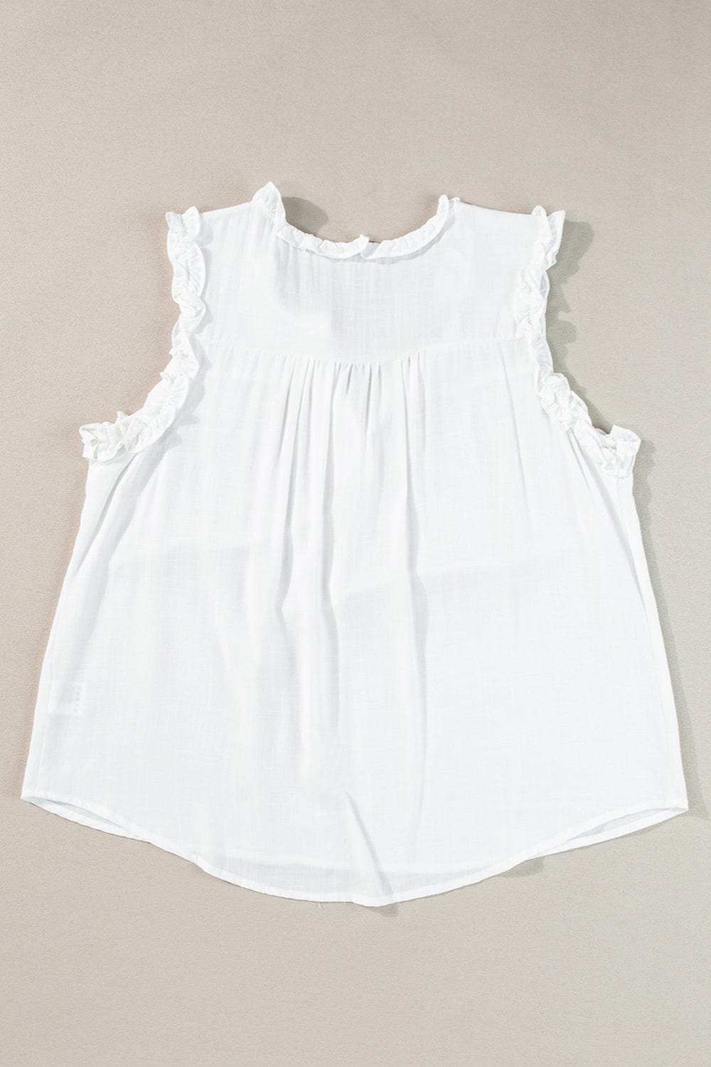 Frill Notched Sleeveless Tank - Trendsi - Flyclothing LLC