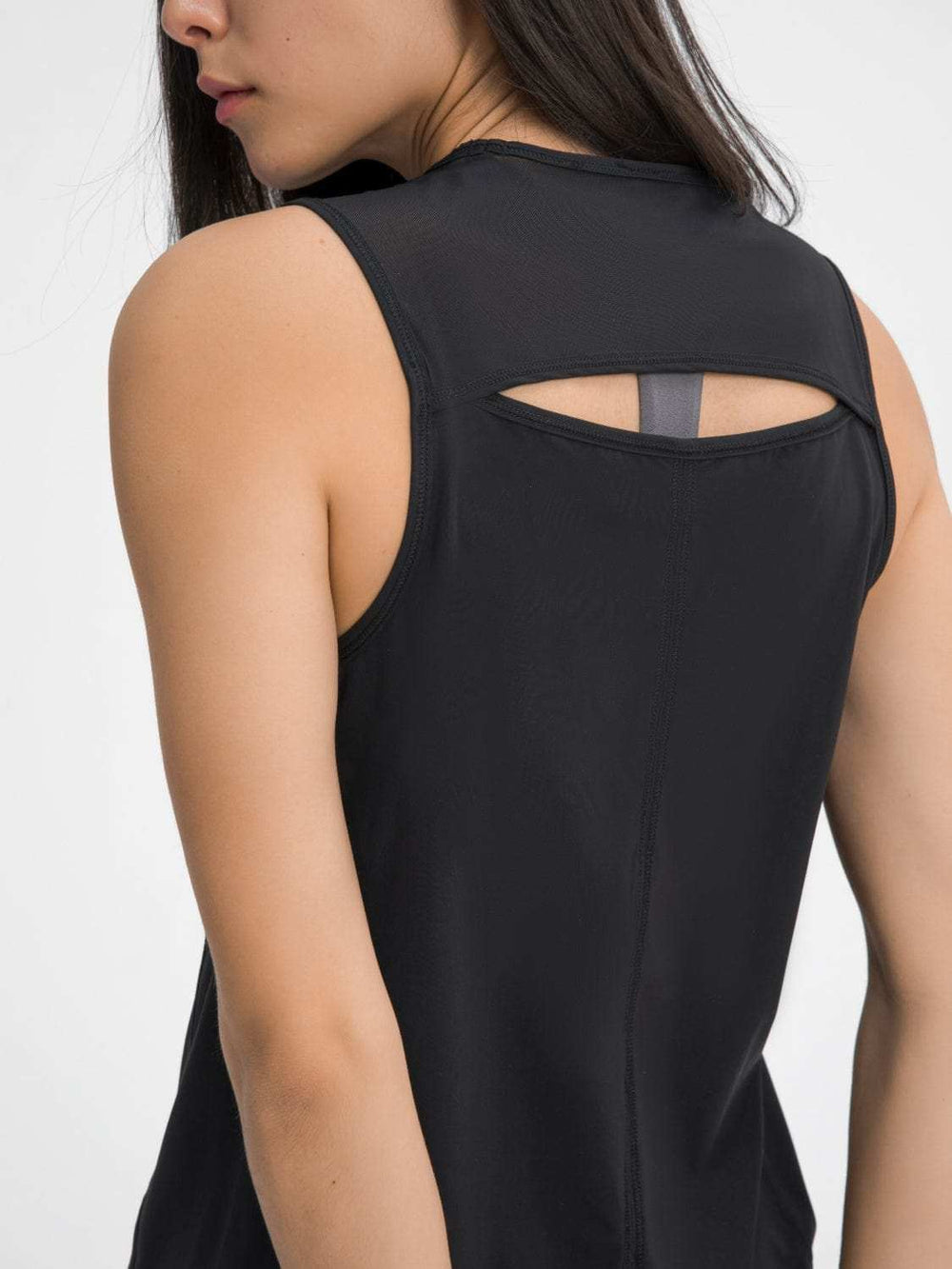 Millennia Cutout Back Round Neck Active Tank - Trendsi - Flyclothing LLC