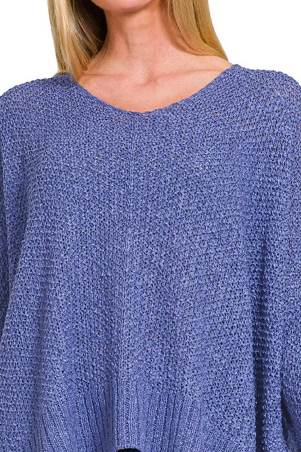 Zenana Dolman Sleeve V-Neck Sweater - Trendsi - Flyclothing LLC