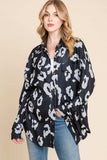 BOMBOM Animal Print Button Up Knit Shacket - Trendsi - Flyclothing LLC