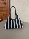 Contrast Striped Tote Bag - Trendsi - Flyclothing LLC