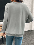 Round Neck Dropped Shoulder Long Sleeve T-Shirt - Trendsi - Flyclothing LLC