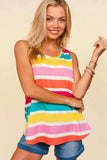 Haptics Round Neck Striped Knit Tank - Trendsi - Flyclothing LLC
