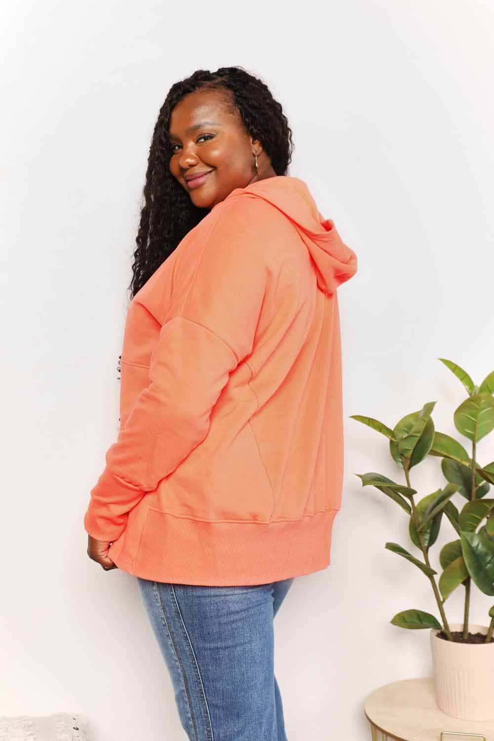 Double Take Quarter-Snap Dropped Shoulder Hoodie - Trendsi - Flyclothing LLC