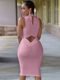 Cutout Mock Neck Sleeveless Dress - Trendsi - Flyclothing LLC