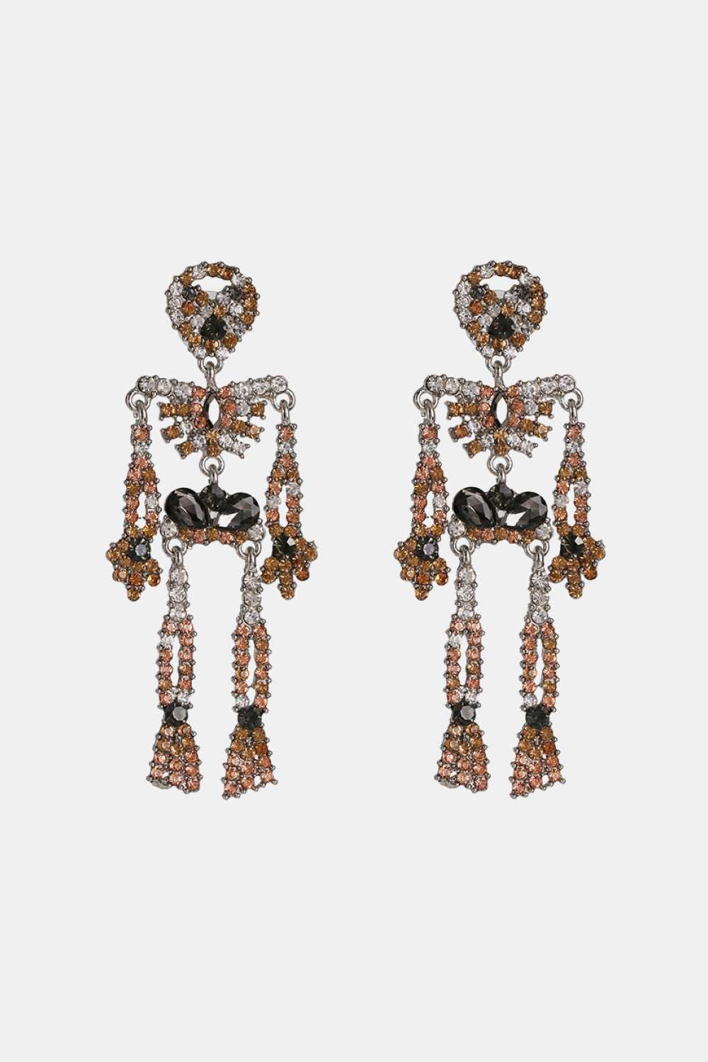 Skeleton Shape Glass Stone Dangle Earrings - Trendsi - Flyclothing LLC