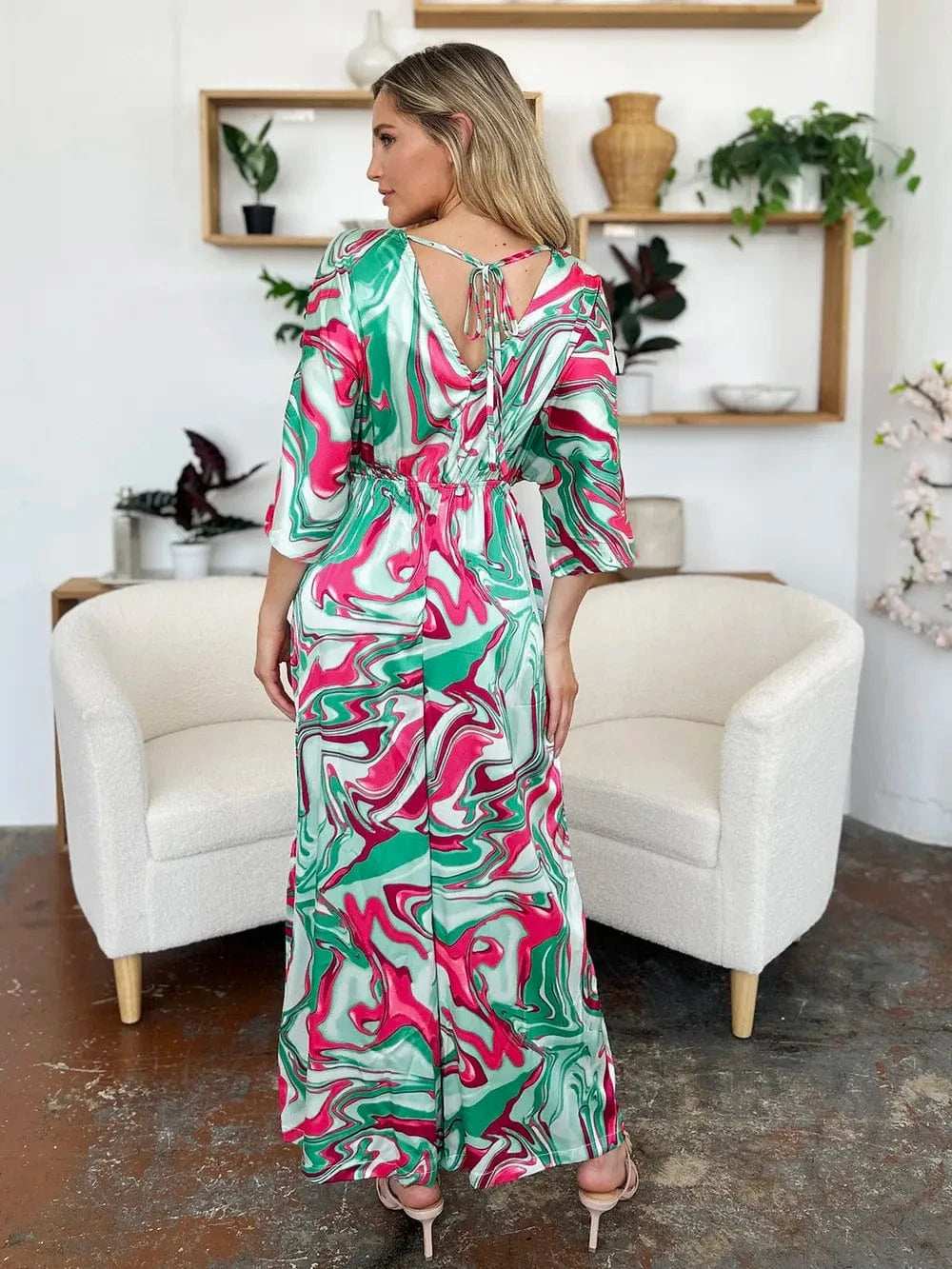 Double Take Full Size Half Sleeve Wide Leg Jumpsuit - Trendsi - Flyclothing LLC