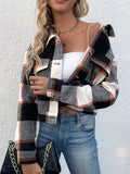 Plaid Button-Down Crop Jacket - Trendsi - Flyclothing LLC
