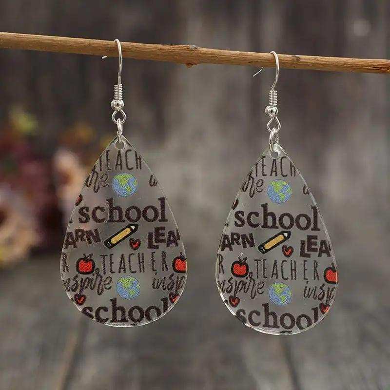 Acrylic Letter Teardrop Shape Earrings - Trendsi - Flyclothing LLC