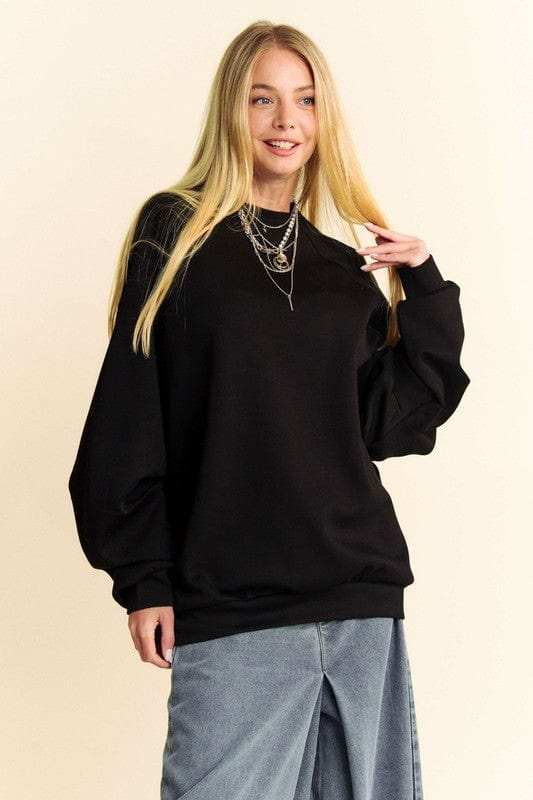 Davi & Dani Round Neck Raglan Sleeve Sweatshirt - Trendsi - Flyclothing LLC