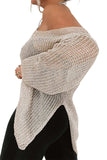 Side Slit Long Sleeve Knit Cover Up - Trendsi - Flyclothing LLC