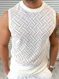 Men's Round Neck Sleeveless Eyelet Knit Top - Trendsi - Flyclothing LLC