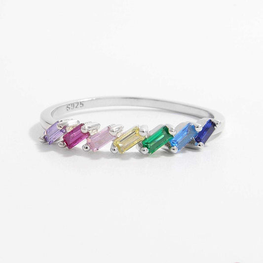 925 Sterling Silver Contrast Zircon Ring - Trendsi - Flyclothing LLC