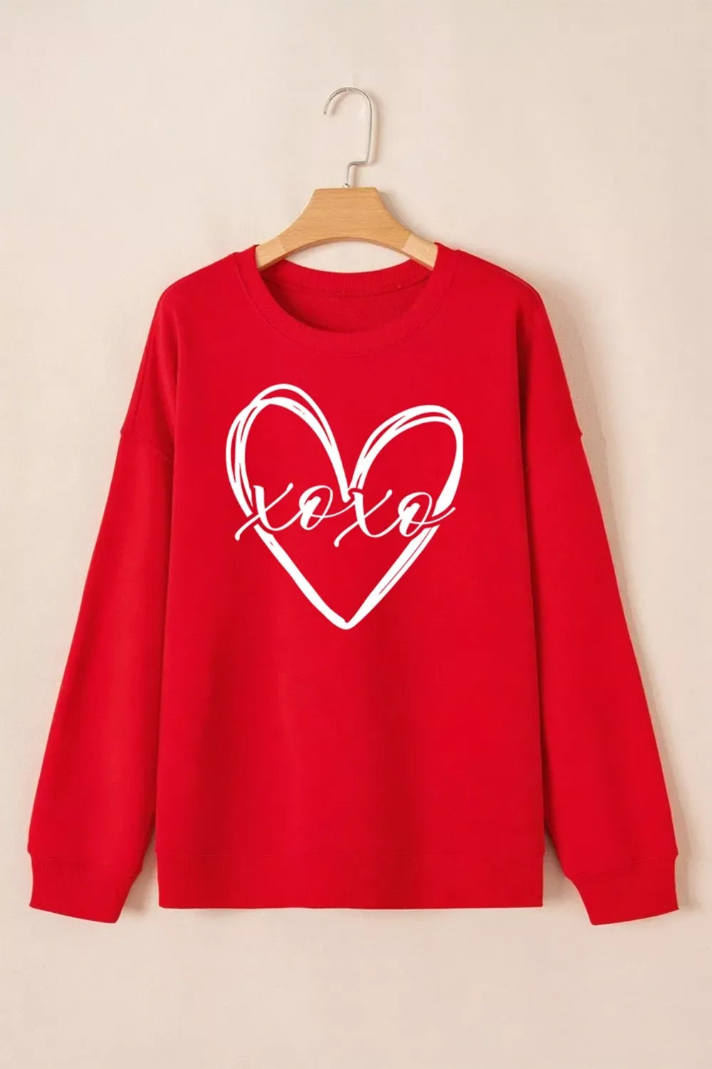 XOXO Valentines Heart Sketch Printed Pullover Sweatshirt - Trendsi - Flyclothing LLC