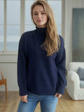 Turtleneck Dropped Shoulder Long Sleeve Sweater - Trendsi - Flyclothing LLC