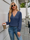 V-Neck Long Sleeve T-Shirt - Trendsi - Flyclothing LLC