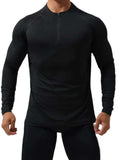 Men's Plus Size Quarter Zip Long Sleeve Top - Trendsi - Flyclothing LLC