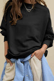 Side Slit Round Neck Long Sleeve Sweatshirt - Trendsi - Flyclothing LLC