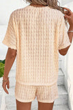 Textured Round Neck Top and Shorts Set - Trendsi - Flyclothing LLC