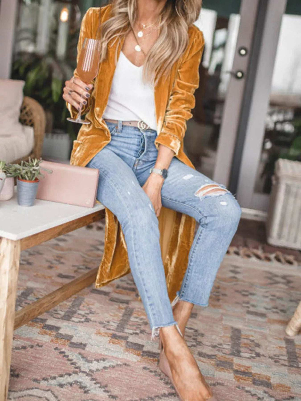 Open Front Long Sleeve Longline Cardigan - Trendsi - Flyclothing LLC