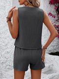 Round Neck Sleeveless Top and Shorts Set - Trendsi - Flyclothing LLC