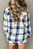 Plaid Snap Down Long Sleeve Top and Shorts Lounge Set - Trendsi - Flyclothing LLC