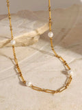 Stainless Steel Pearl Chain Necklace - Trendsi - Flyclothing LLC