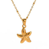 18K Gold Plated Starfish Pendant Necklace - Trendsi - Flyclothing LLC