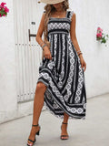 Printed Square Neck Wide Strap Cami Dress - Trendsi - Flyclothing LLC