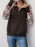 Perfee Plaid Half Zip Long Sleeve Sweatshirt - Trendsi - Flyclothing LLC