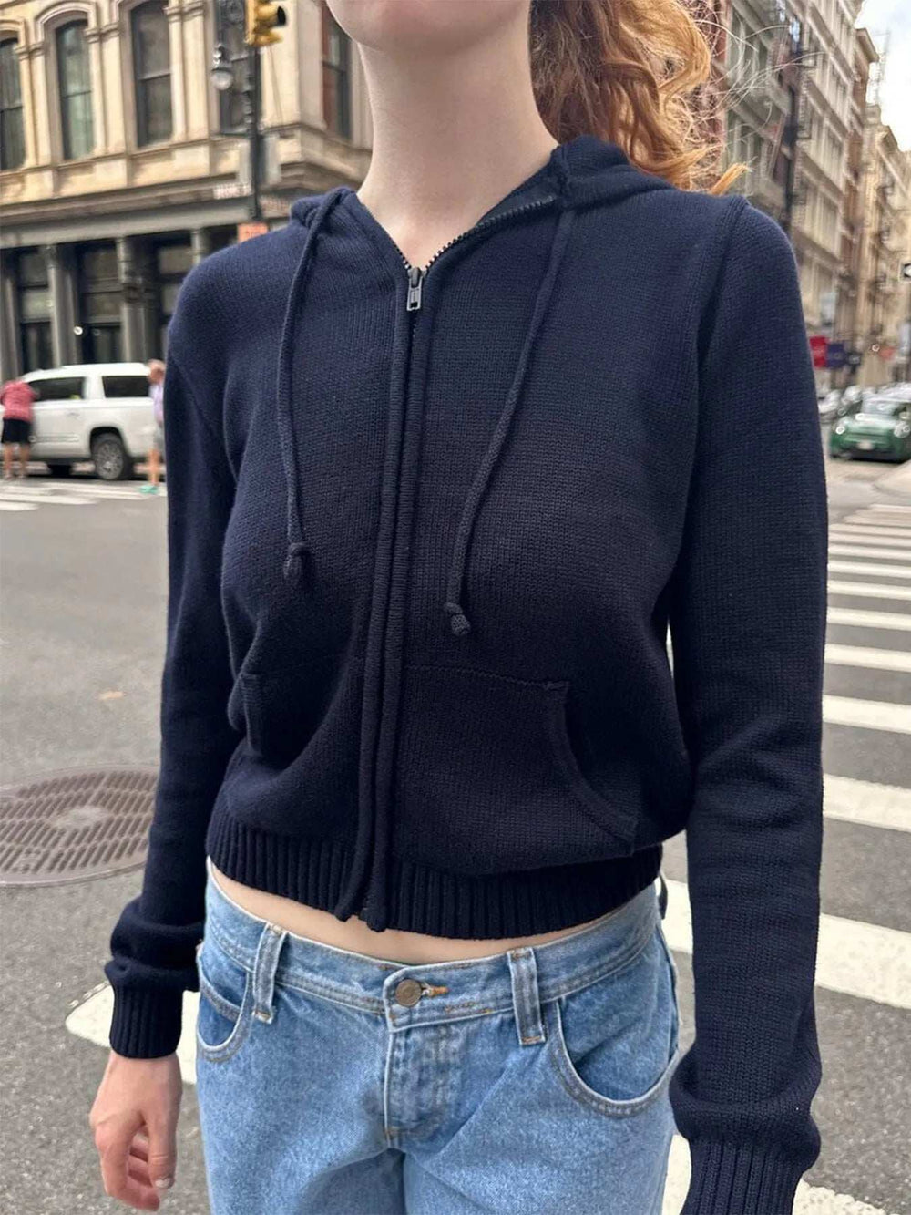 Drawstring Zip Up Long Sleeve Cardigan - Trendsi - Flyclothing LLC