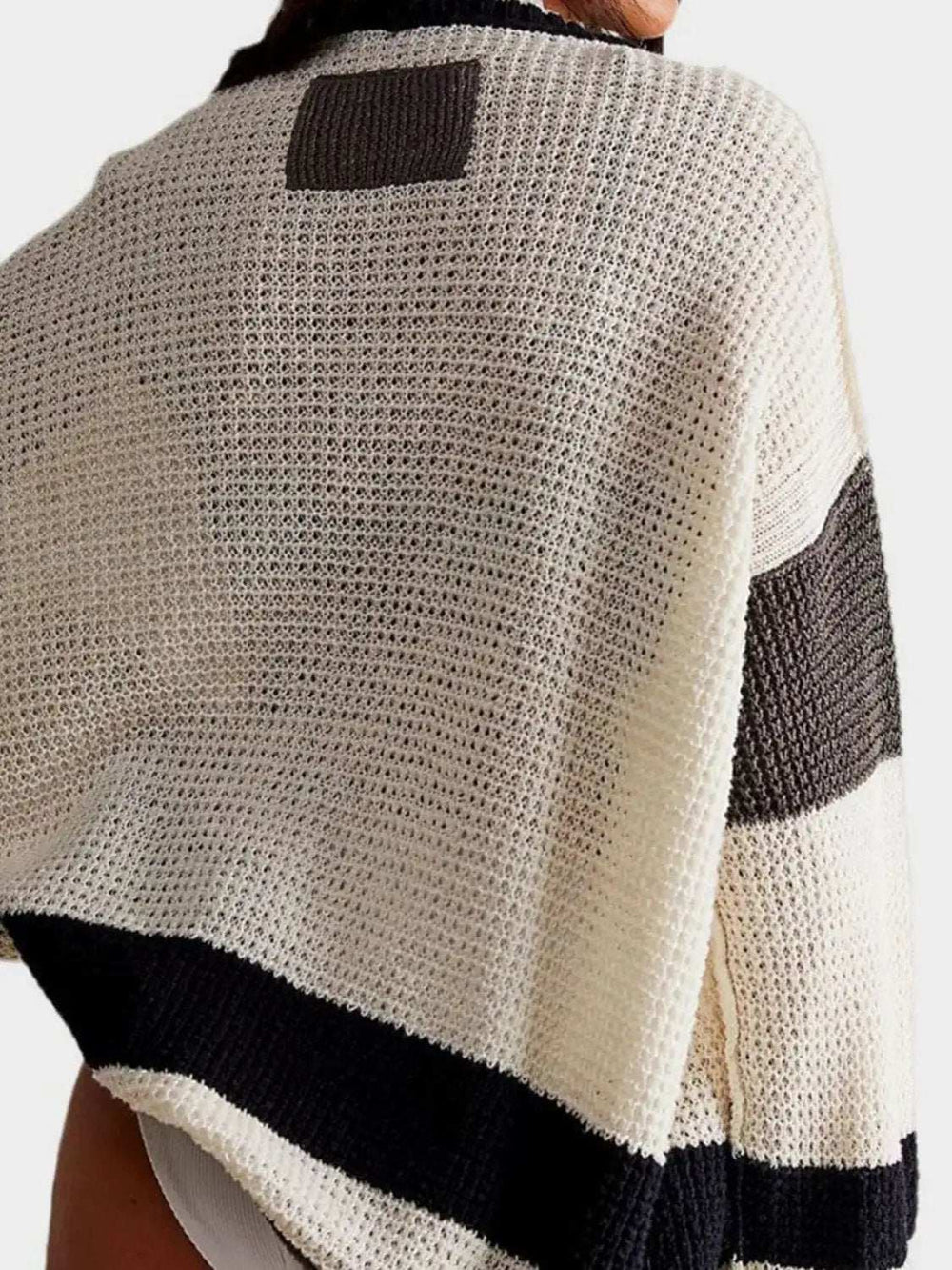 Pocketed Contrast V-Neck Long Sleeve Cardigan - Trendsi - Flyclothing LLC