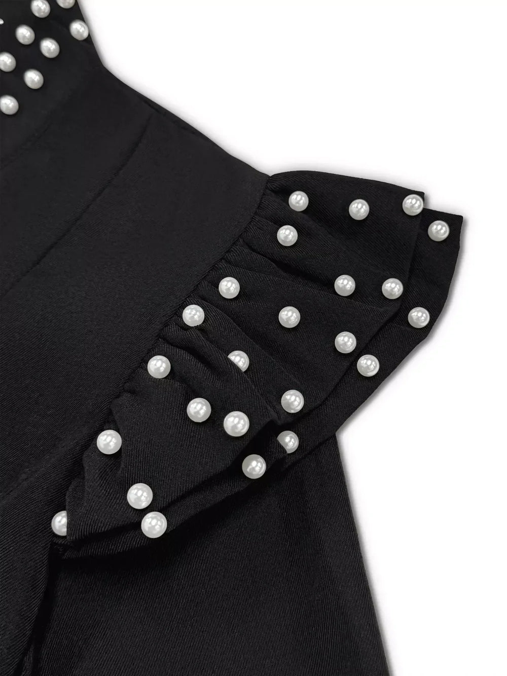 Pearl Embellished Shoulder Zip Up Jacket - Trendsi - Flyclothing LLC