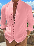 Men's Full Size Button Front Long Sleeve Shirt Plus Size - Trendsi - Flyclothing LLC