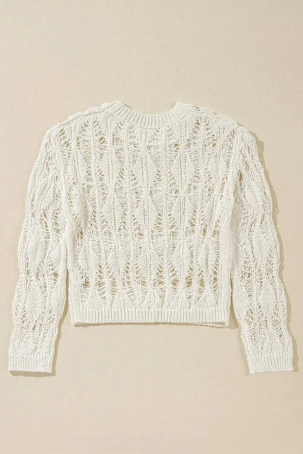 Cutout Round Neck Long Sleeve Knit Cover Up - Trendsi - Flyclothing LLC