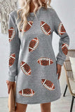 Sequin Football Long Sleeve Mini Dress - Trendsi - Flyclothing LLC