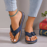 Flower Toe Post PU Leather Sandals - Trendsi - Flyclothing LLC