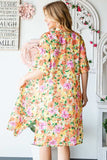 Heimish Full Size Half Sleeve Multi Color Floral Open Cardigan Plus Size - Trendsi - Flyclothing LLC