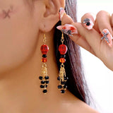 Halloween Skull Beaded Drop Earrings - Trendsi - Flyclothing LLC