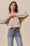 SO ME Floral Pattern Long Sleeve Button Sweater Cardigan - Trendsi - Flyclothing LLC